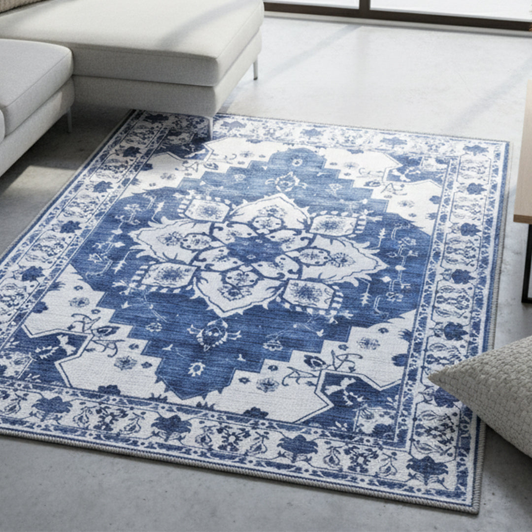 Muddy Mat® Navybell Washable Area Rugs for Living Room, Bedroom & Dini