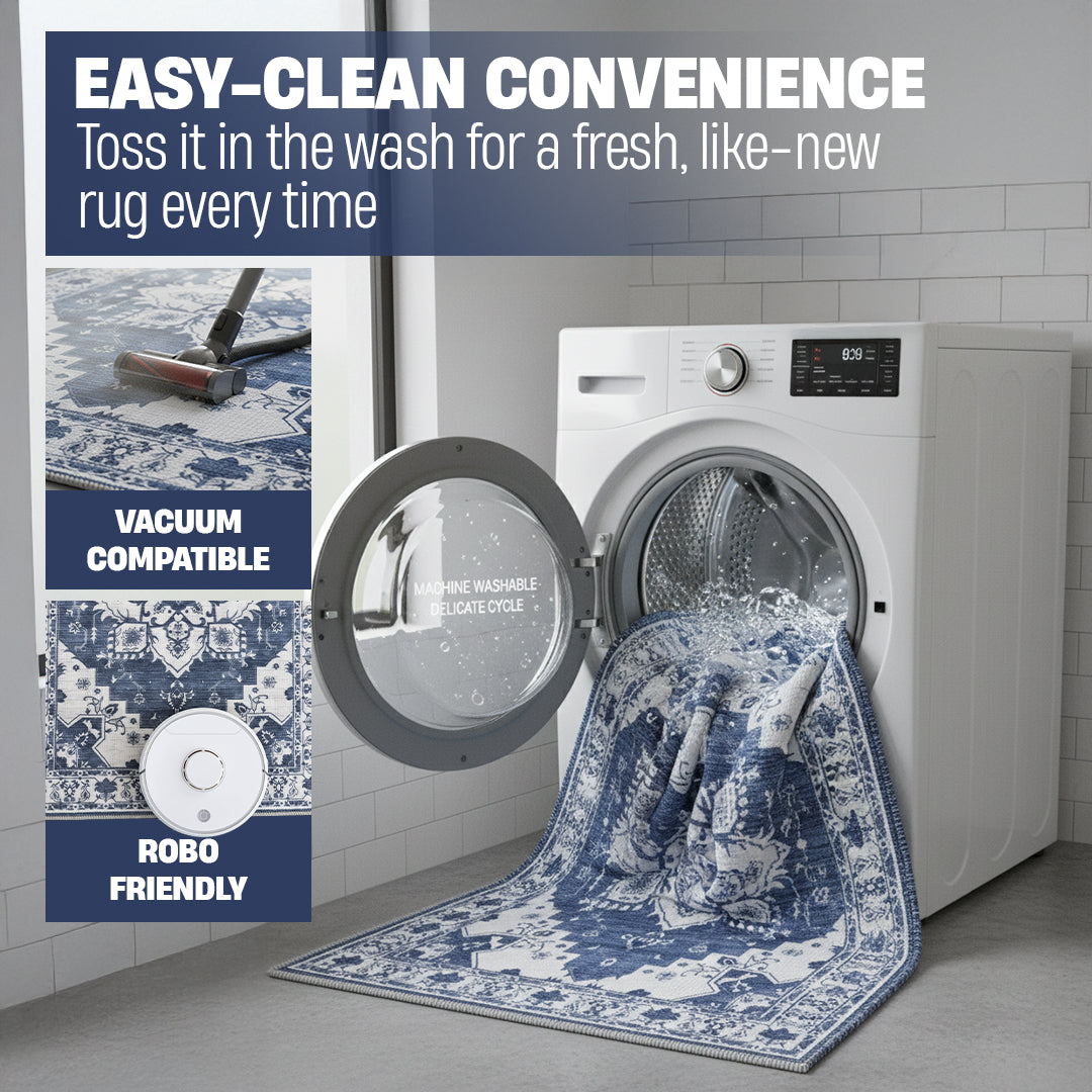 Muddy Mat® Navybell Washable Area Rugs for Living Room, Bedroom & Dini - Image 4