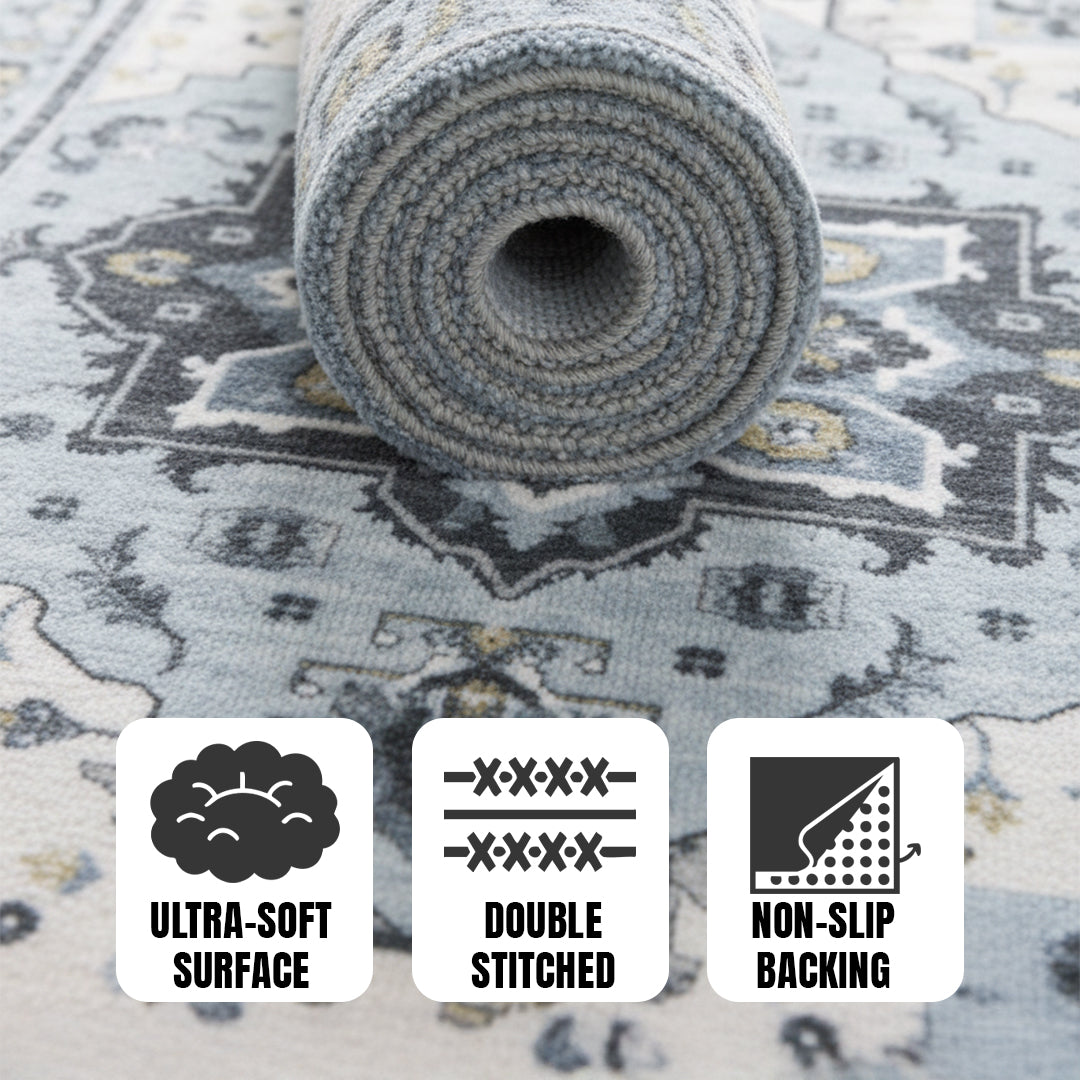 Muddy Mat® Azure Washable Area Rugs for Living Room, Bedroom & Dining - Image 4