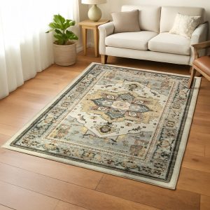 Muddy Mat® Floral Multicolor Boho Area Rug – Washable Area Rugs for Li