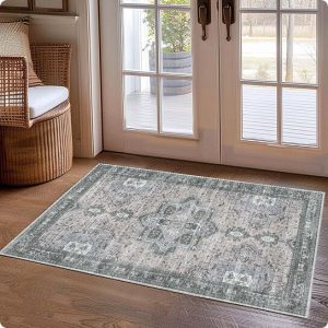 Muddy Mat® Blue Bell Washable Area Rugs for Living Room, Bedroom & Din